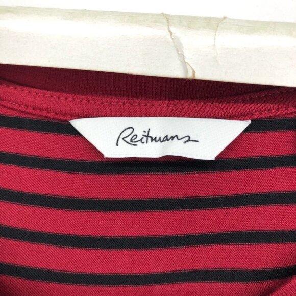 NWT- Reitman's Red & Black Striped 3/4 Sleeve T shirt XS - Picture 3 of 16